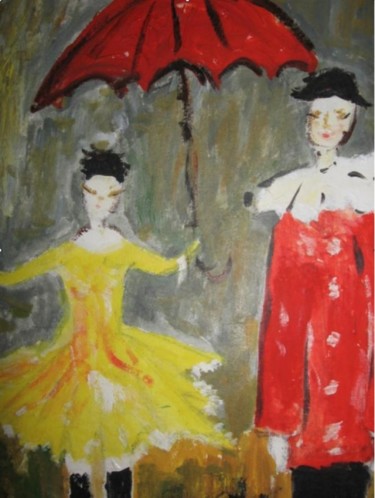 Peinture intitulée "La pluie" par Virginica Bobolocu, Œuvre d'art originale, Huile