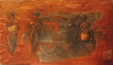 Peinture intitulée "INFLUENCE AFRICAINE…" par Virginie Banas, Œuvre d'art originale, Huile