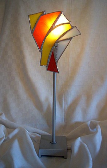 Peinture intitulée "Lampe vitrail Tiffa…" par Virginie Bertrand, Œuvre d'art originale