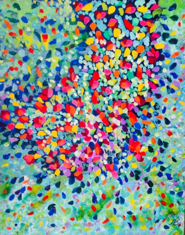 Peinture intitulée ""Jour de fête"" par Virginie Buvat, Œuvre d'art originale, Pigments