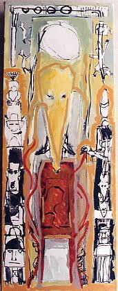 Painting titled "Loup-Totem 08" by Virginie Gallé, Original Artwork, Oil