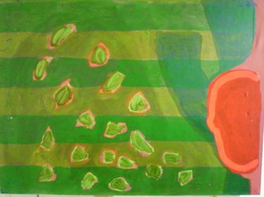 Peinture intitulée "Portrait Puzzle Vert" par Virginie Gallé, Œuvre d'art originale, Huile