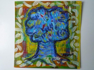 Peinture intitulée "L'arbre bleu" par Virginie Gallé, Œuvre d'art originale, Huile