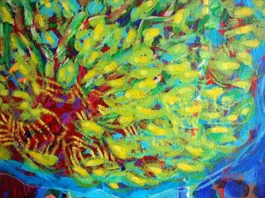 Painting titled "Détail du Chêne" by Virginie Gallé, Original Artwork, Oil