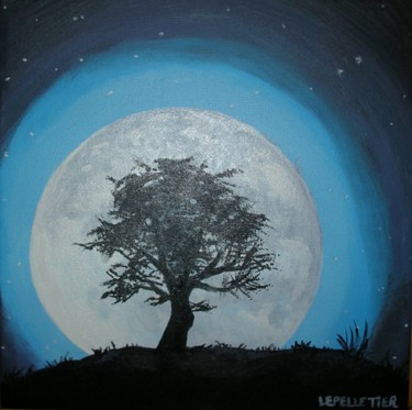 Malerei mit dem Titel "Au clair de la lune" von Virginie Lepelletier, Original-Kunstwerk, Acryl