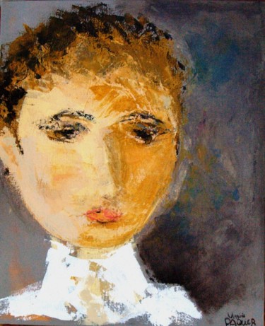 Painting titled "PORTRAIT col blanc" by Virginie Paquier, Original Artwork