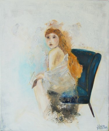 Peinture intitulée "LE FAUTEUIL BLEU" par Virginie Paquier, Œuvre d'art originale