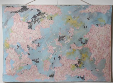 Textile Art με τίτλο "L'archipel aux flam…" από Virginie Parrot, Αυθεντικά έργα τέχνης, Κέντημα