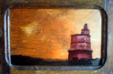 Peinture intitulée "le phare de virgini…" par Péchard, Œuvre d'art originale, Huile