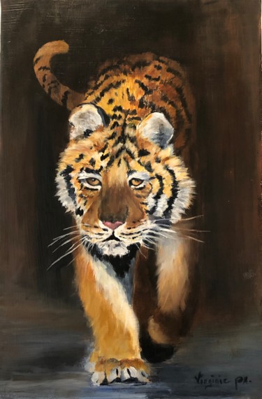 Painting titled "Tigre" by Virginie Px, Original Artwork, Acrylic