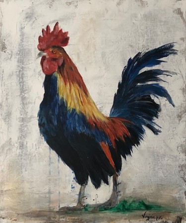 Painting titled "coq" by Virginie Px, Original Artwork, Acrylic