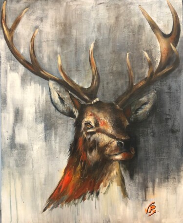 Painting titled "Cerf" by Virginie Px, Original Artwork, Acrylic