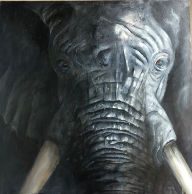 Painting titled "Peau d’éléphant" by Virginie Px, Original Artwork, Oil Mounted on Wood Stretcher frame