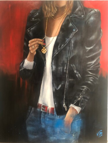 Painting titled "Perfecto" by Virginie Px, Original Artwork, Oil Mounted on Wood Stretcher frame