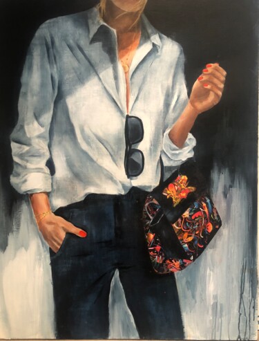 Painting titled "Mon sac" by Virginie Px, Original Artwork, Acrylic
