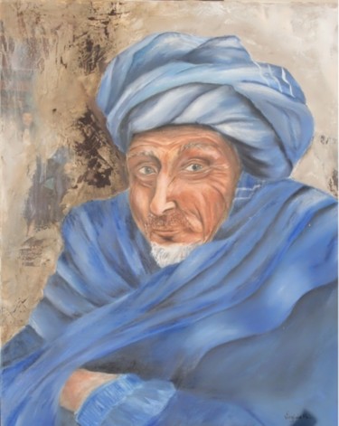 Peinture intitulée "L'homme au turban" par Virginie Px, Œuvre d'art originale