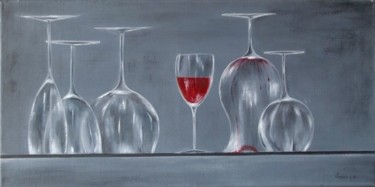 Peinture intitulée "dernier verre" par Virginie Px, Œuvre d'art originale, Huile