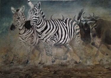 Painting titled "Cavalcade" by Virginie Px, Original Artwork, Oil