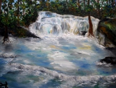 Peinture intitulée "cascade.jpg" par Virginier, Œuvre d'art originale, Huile