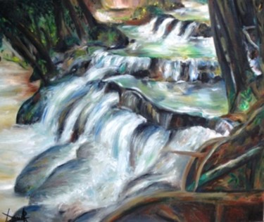 Peinture intitulée "cascades.jpg" par Virginier, Œuvre d'art originale, Huile