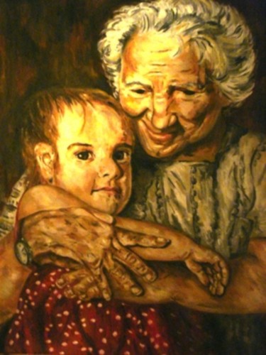 Painting titled "deux-generations.jpg" by Virginier, Original Artwork, Oil