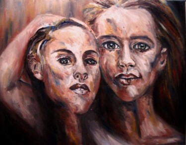 Painting titled "duo-feminin-3.jpg" by Virginier, Original Artwork, Oil