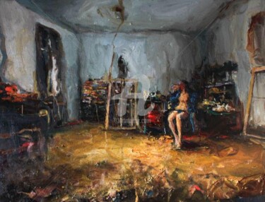 Painting titled "Home" by Virgis Ruseckas, Original Artwork, Oil