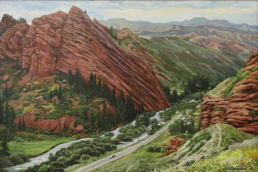 Картина под названием ""Красные горы"" - Александр Самохвалов, Подлинное произведение искусства, Масло