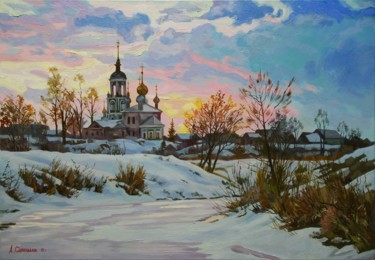 Peinture intitulée ""Сумерки"" par Aleksandr Samokhvalov, Œuvre d'art originale, Huile