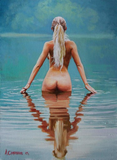 Картина под названием ""Нимфа"" - Александр Самохвалов, Подлинное произведение искусства, Масло