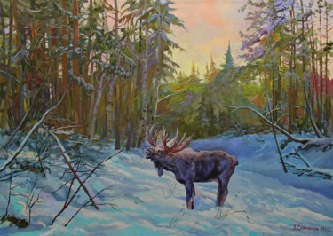 Peinture intitulée ""Зов природы"" par Aleksandr Samokhvalov, Œuvre d'art originale, Huile
