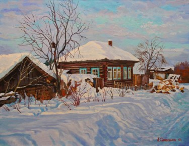 Painting titled ""Дрова привезли"" by Aleksandr Samokhvalov, Original Artwork, Oil