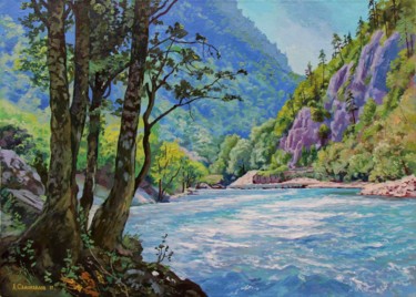 Картина под названием "Река Гега" - Александр Самохвалов, Подлинное произведение искусства, Масло