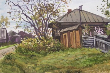 Schilderij getiteld ""Брошенный дом"" door Aleksandr Samokhvalov, Origineel Kunstwerk, Aquarel