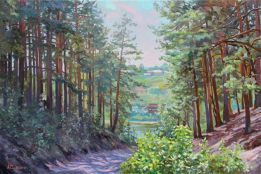 Painting titled ""Дорожка к реке"" by Aleksandr Samokhvalov, Original Artwork, Oil