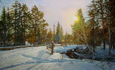 Pintura titulada ""Снег и солнце"" por Aleksandr Samokhvalov, Obra de arte original, Oleo