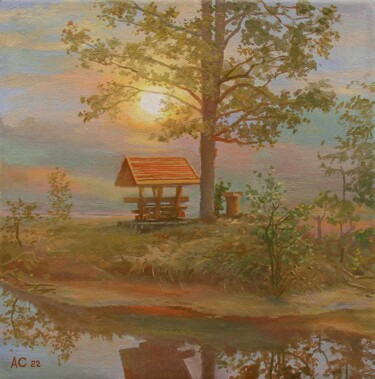 Painting titled ""За околицей"" by Aleksandr Samokhvalov, Original Artwork, Oil