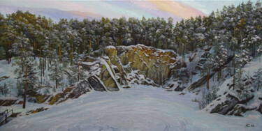 Pintura titulada ""Снегом озеро покры…" por Aleksandr Samokhvalov, Obra de arte original, Oleo