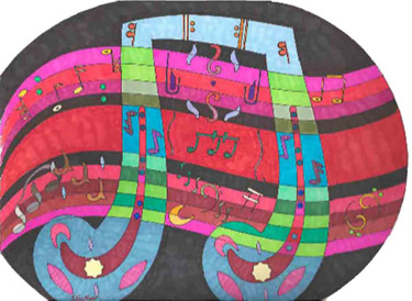 Dibujo titulada "Musicality" por Sara Lamothe (Savant Artist), Obra de arte original, Rotulador