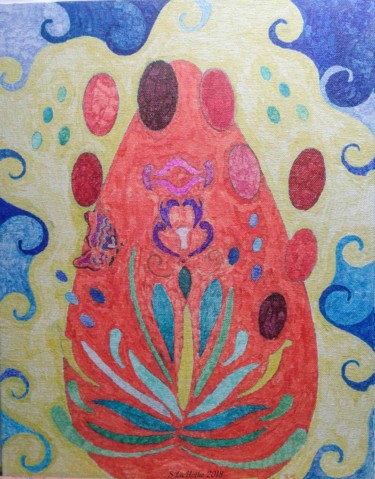 Desenho intitulada "Mighty Leaf" por Sara Lamothe (Savant Artist), Obras de arte originais, Marcador
