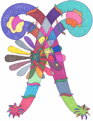 "Carnivale" başlıklı Resim Sara Lamothe (Savant Artist) tarafından, Orijinal sanat, Işaretleyici