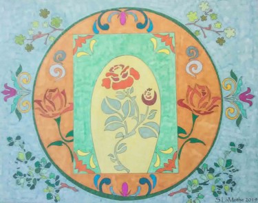 Dibujo titulada "Rose Bowl" por Sara Lamothe (Savant Artist), Obra de arte original, Rotulador