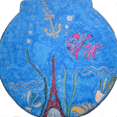 Desenho intitulada "FishBowl Fantasy" por Sara Lamothe (Savant Artist), Obras de arte originais, Marcador