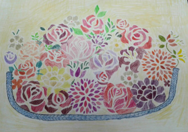Рисунок под названием "Flora" - Sara Lamothe (Savant Artist), Подлинное произведение искусства, Карандаш