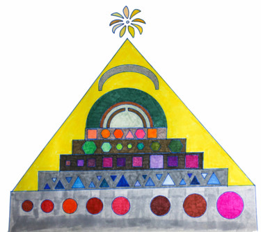 Zeichnungen mit dem Titel "Temple" von Sara Lamothe (Savant Artist), Original-Kunstwerk, Marker