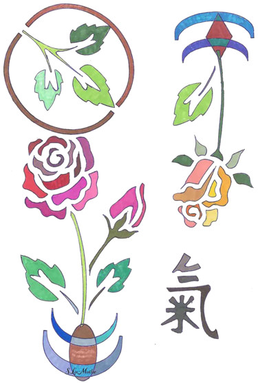 Desenho intitulada "Happy Florals" por Sara Lamothe (Savant Artist), Obras de arte originais, Marcador