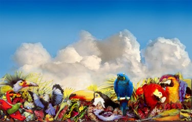 Painting titled "Wild birds from mur…" by Robert Anthony, Original Artwork, Oil