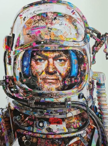 Collagen mit dem Titel "Cosmonaute 2" von Virut Panchabuse, Original-Kunstwerk