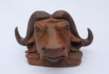 Sculpture titled "Buffle" by Vir Volt, Original Artwork, Ceramics
