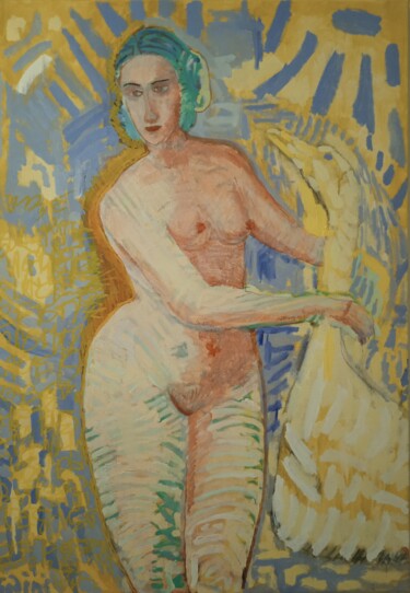 Painting titled "nu peint d'apres Di…" by Visant Lodini, Original Artwork, Acrylic